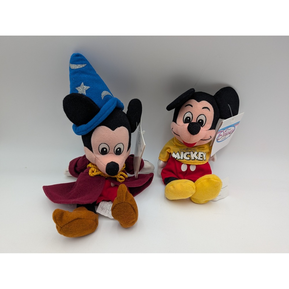 Disney Mickey Mouse Plush Sorcerer Spirit Bean Bag Lot of 2 Stuffed Animal Toy